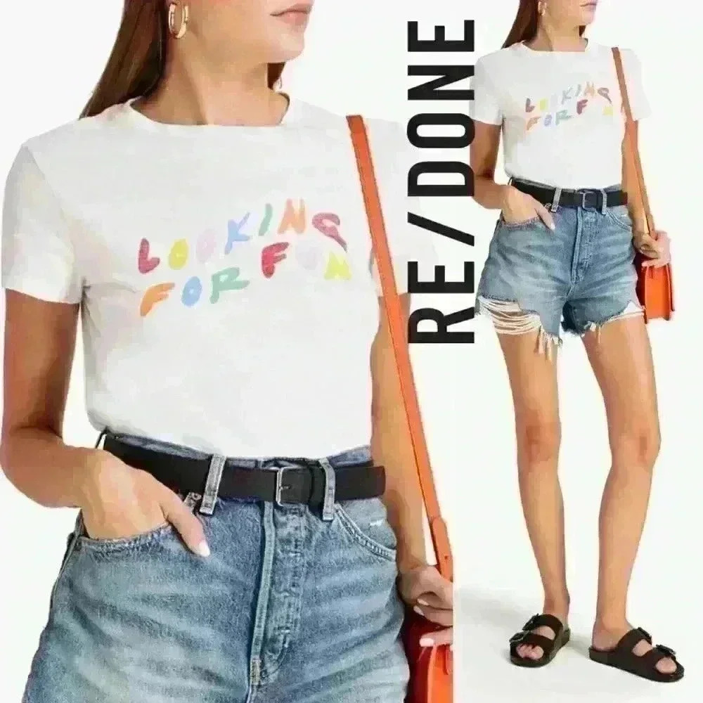 RE/DONE Looking for Fun Print Baby Tee